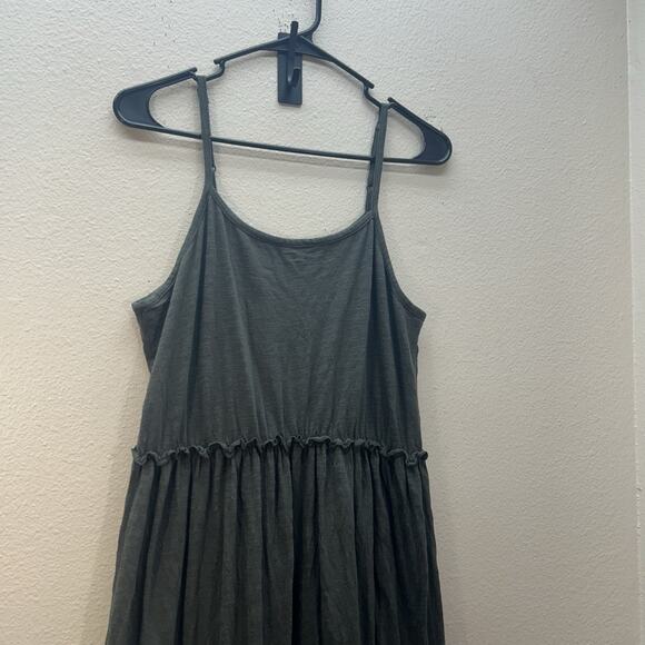 Natural Life Tiered Boho Olive Green Flowy Sleeveless Midi Dress M Cottagecore - Picture 2 of 5